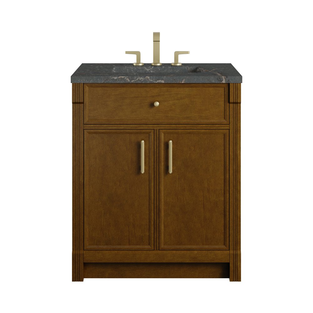 James Martin - Bellshire 30" Single Vanity, Honey Oak w/ 3 CM Parisien Bleu Silestone Top - 660-V30-HNO-3PBL view 1