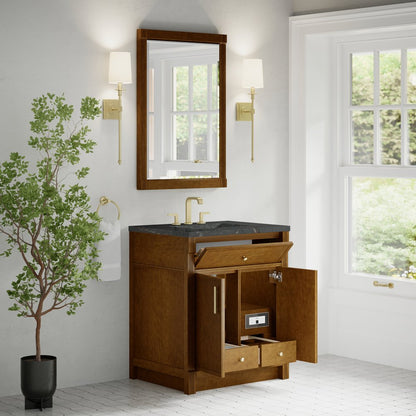 James Martin - Bellshire 30" Single Vanity, Honey Oak w/ 3 CM Parisien Bleu Silestone Top - 660-V30-HNO-3PBL view 5
