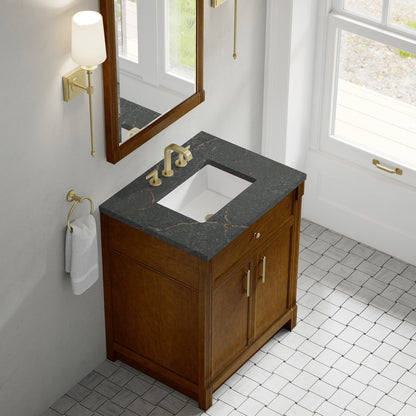 James Martin - Bellshire 30" Single Vanity, Honey Oak w/ 3 CM Parisien Bleu Silestone Top - 660-V30-HNO-3PBL view 7