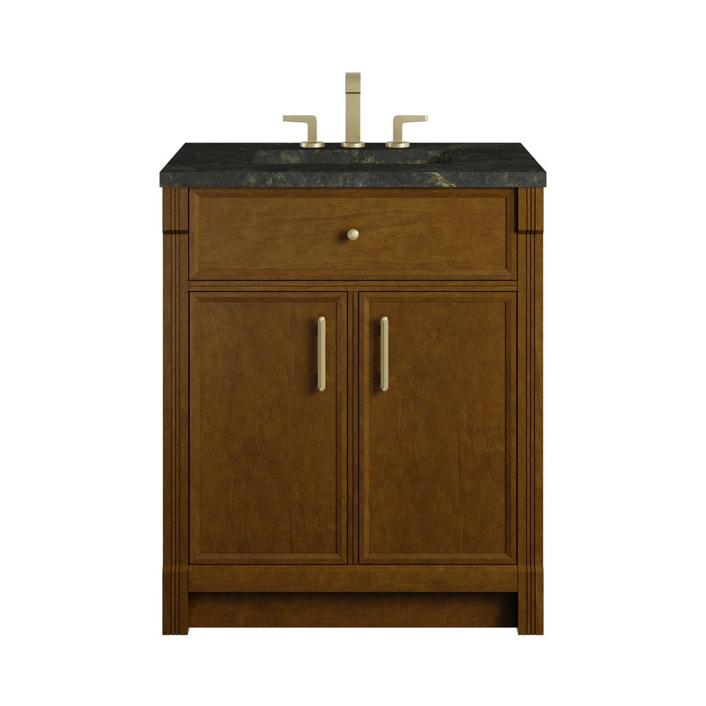 James Martin - Bellshire 30" Single Vanity, Honey Oak w/ 3 CM Phantome Eclos Top - 660-V30-HNO-3PHT view 1
