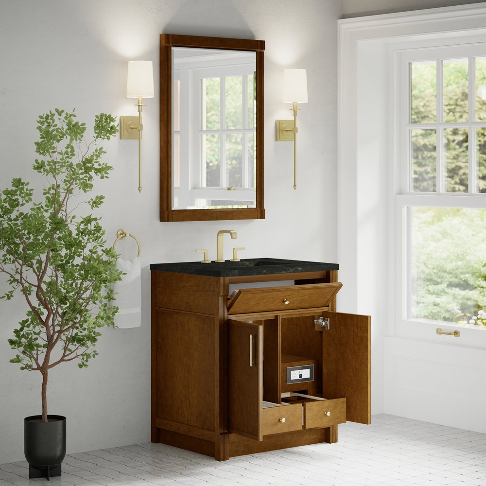 James Martin - Bellshire 30" Single Vanity, Honey Oak w/ 3 CM Phantome Eclos Top - 660-V30-HNO-3PHT view 5