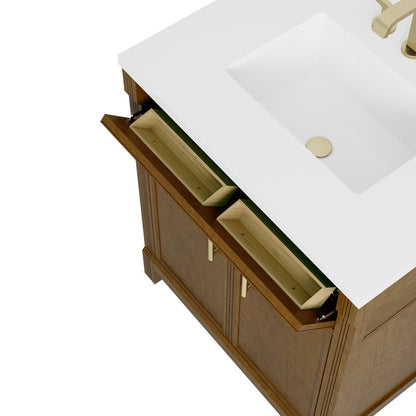 James Martin - Bellshire 30" Single Vanity, Honey Oak w/ 3 CM Phantome Eclos Top - 660-V30-HNO-3PHT view 15