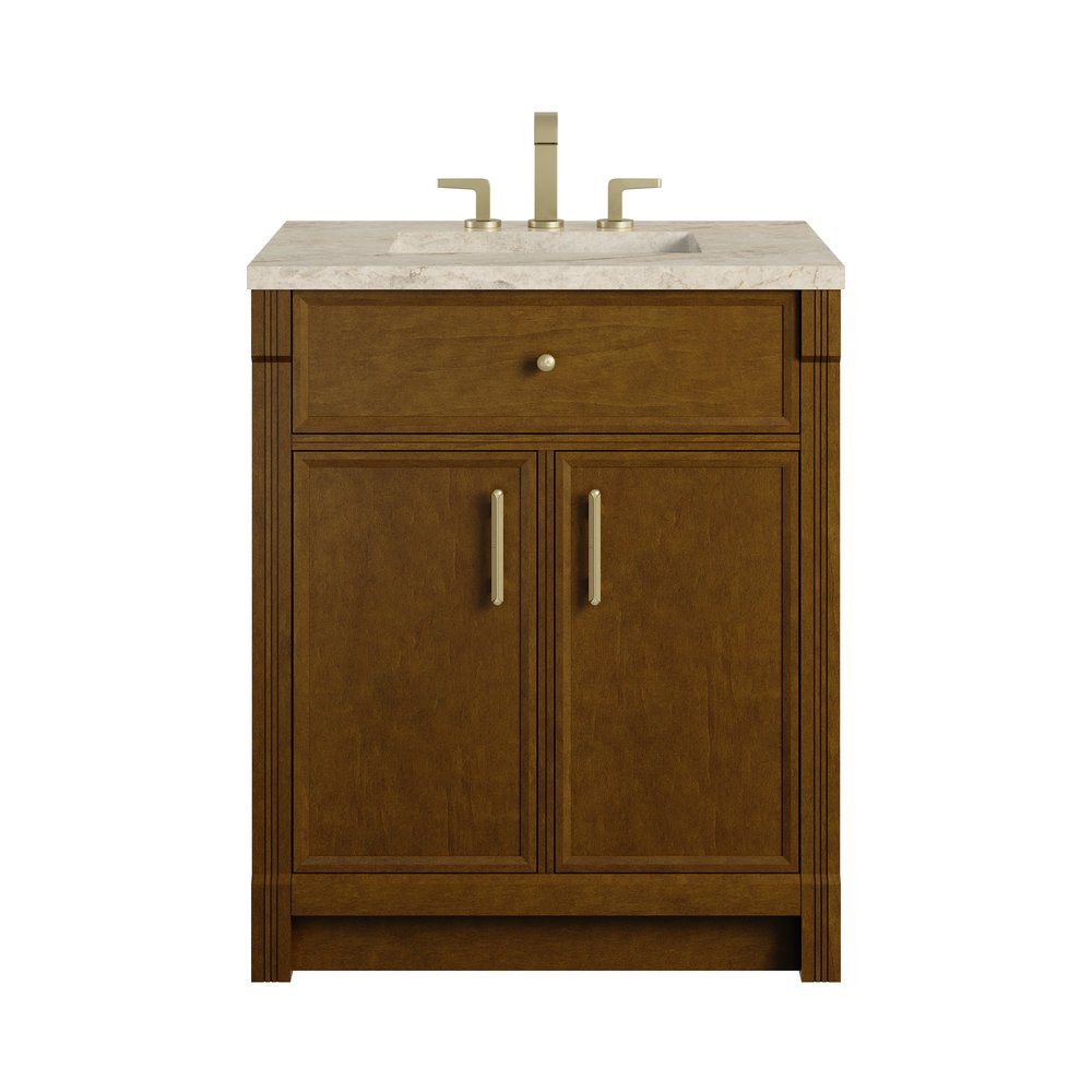 James Martin - Bellshire 30" Single Vanity, Honey Oak w/ 3 CM Tajnar Eclos Top - 660-V30-HNO-3TJR view 1