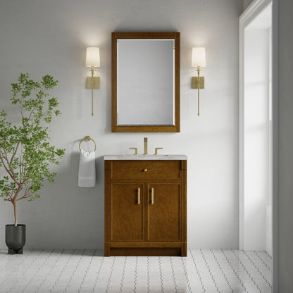 James Martin - Bellshire 30" Single Vanity, Honey Oak w/ 3 CM Victorian Silver Silestone Top - 660-V30-HNO-3VSL view 3