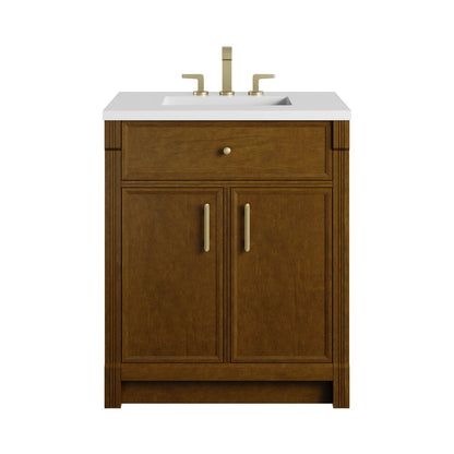 James Martin - Bellshire 30" Single Vanity, Honey Oak w/ 3 CM White Zeus Silestone Top - 660-V30-HNO-3WZ view 1