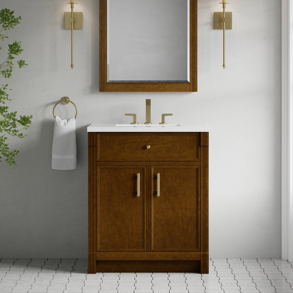 James Martin - Bellshire 30" Single Vanity, Honey Oak w/ 3 CM White Zeus Silestone Top - 660-V30-HNO-3WZ view 4