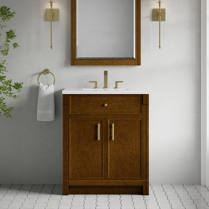 James Martin - Bellshire 30" Single Vanity, Honey Oak w/ 3 CM White Zeus Silestone Top - 660-V30-HNO-3WZ view 4