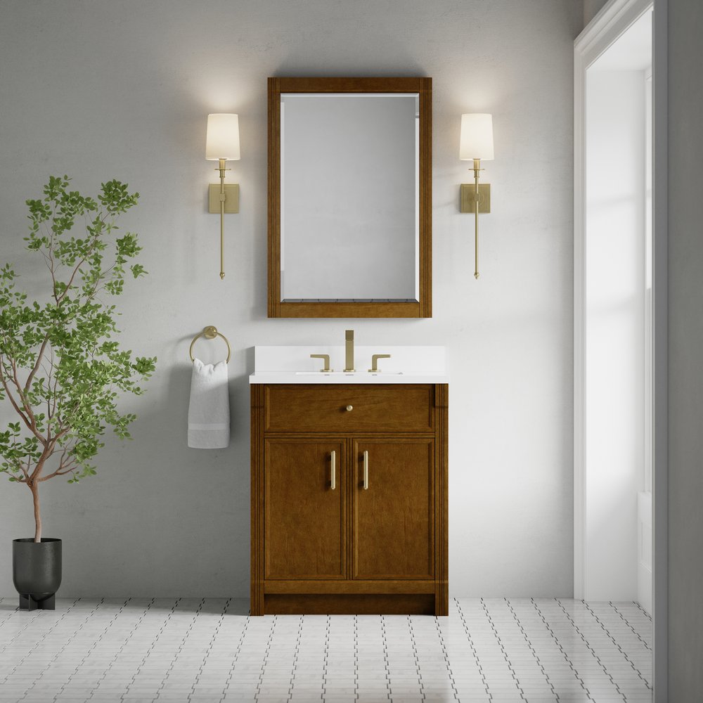 James Martin - Bellshire 30" Single Vanity, Honey Oak w/ 3 CM White Zeus Silestone Top - 660-V30-HNO-3WZ view 5