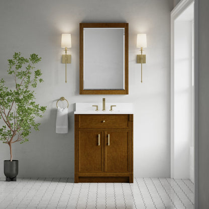James Martin - Bellshire 30" Single Vanity, Honey Oak w/ 3 CM White Zeus Silestone Top - 660-V30-HNO-3WZ view 5