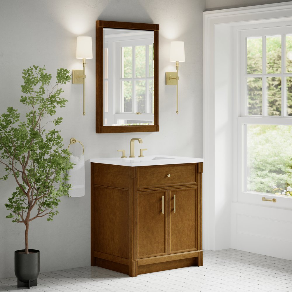 James Martin - Bellshire 30" Single Vanity, Honey Oak w/ 3 CM White Zeus Silestone Top - 660-V30-HNO-3WZ view 6