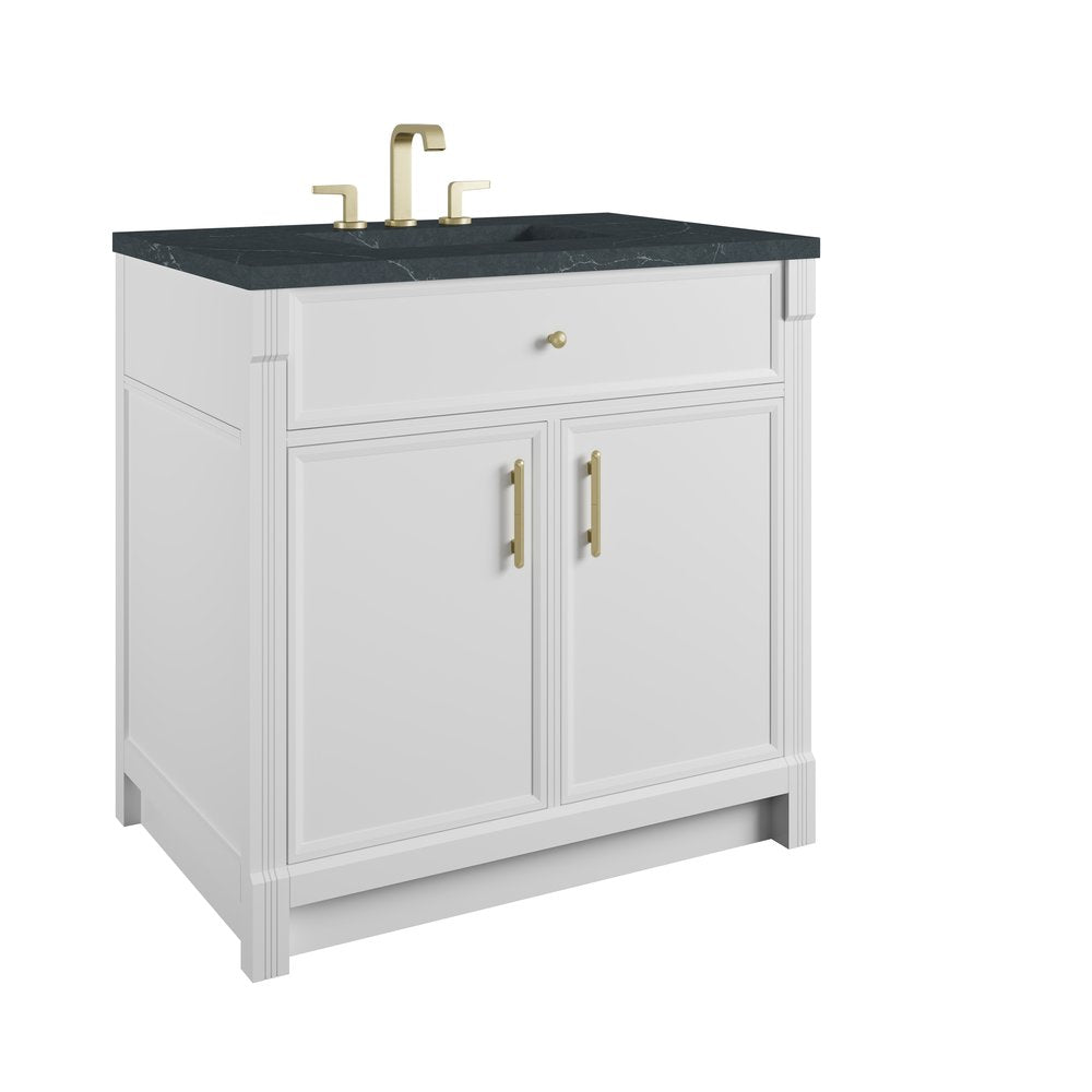 James Martin - Bellshire 36" Single Vanity, Bright White w/ 3 CM Charcoal Soapstone Silestone Top - 660-V36-BW-3CSP view 10