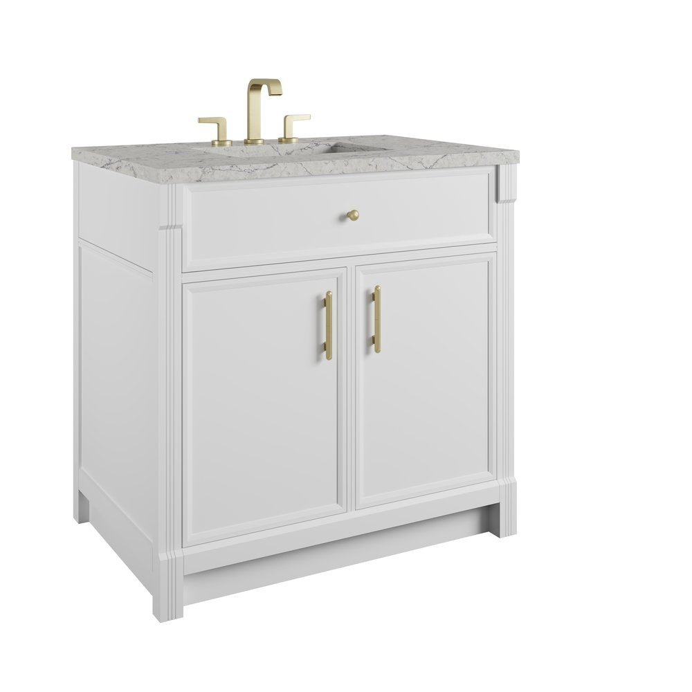 James Martin - Bellshire 36" Single Vanity, Bright White w/ 3 CM Eternal Jasmine Pearl Silestone Top - 660-V36-BW-3EJP view 10