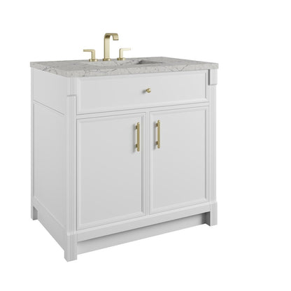 James Martin - Bellshire 36" Single Vanity, Bright White w/ 3 CM Eternal Jasmine Pearl Silestone Top - 660-V36-BW-3EJP view 10