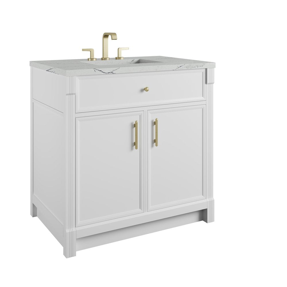 James Martin - Bellshire 36" Single Vanity, Bright White w/ 3 CM Ethereal Noctis Silestone Top - 660-V36-BW-3ENC view 10