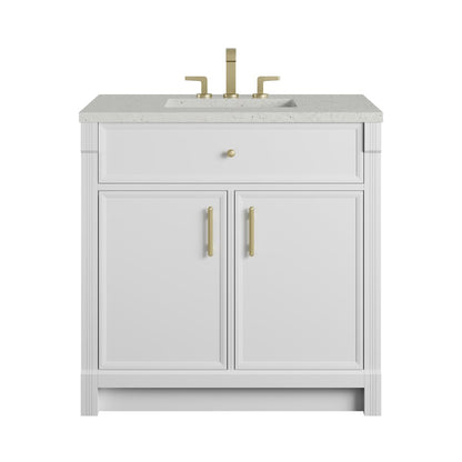 James Martin - Bellshire 36" Single Vanity, Bright White w/ 3 CM Lime Delight Silestone Top - 660-V36-BW-3LDL view 1