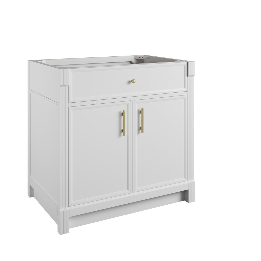 James Martin - Bellshire 36" Single Vanity, Bright White w/ 3 CM Parisien Bleu Silestone Top - 660-V36-BW-3PBL view 2
