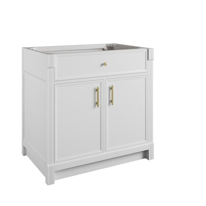 James Martin - Bellshire 36" Single Vanity, Bright White w/ 3 CM Parisien Bleu Silestone Top - 660-V36-BW-3PBL view 2