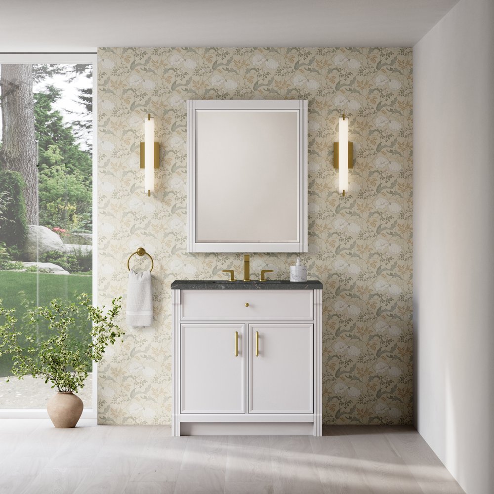 James Martin - Bellshire 36" Single Vanity, Bright White w/ 3 CM Parisien Bleu Silestone Top - 660-V36-BW-3PBL view 3