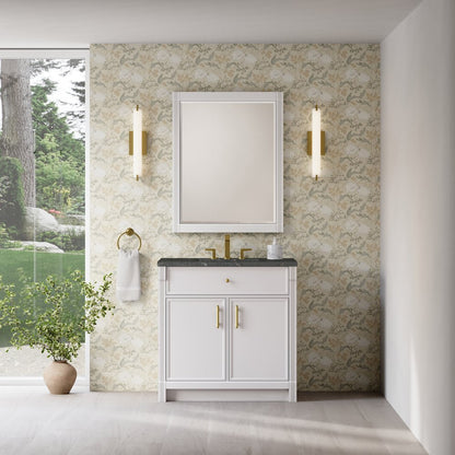 James Martin - Bellshire 36" Single Vanity, Bright White w/ 3 CM Parisien Bleu Silestone Top - 660-V36-BW-3PBL view 3