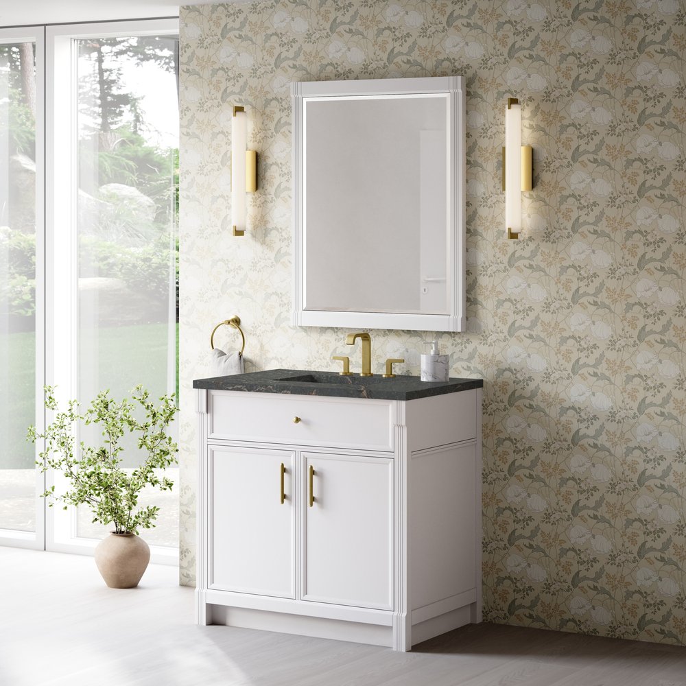 James Martin - Bellshire 36" Single Vanity, Bright White w/ 3 CM Parisien Bleu Silestone Top - 660-V36-BW-3PBL view 4