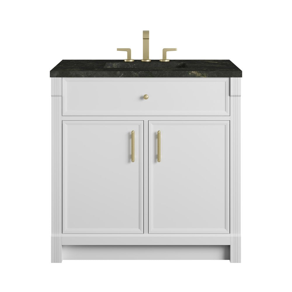 James Martin - Bellshire 36" Single Vanity, Bright White w/ 3 CM Phantome Eclos Top - 660-V36-BW-3PHT view 1