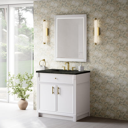 James Martin - Bellshire 36" Single Vanity, Bright White w/ 3 CM Phantome Eclos Top - 660-V36-BW-3PHT view 4