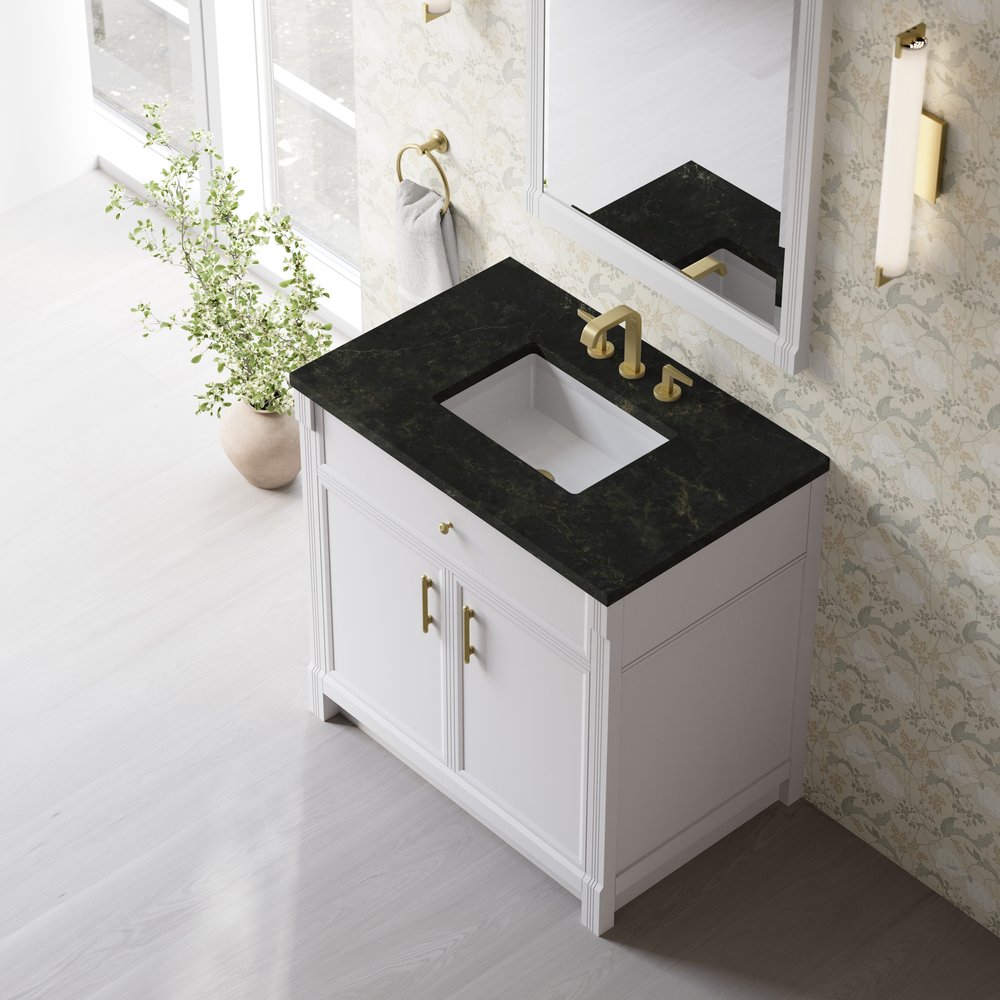 James Martin - Bellshire 36" Single Vanity, Bright White w/ 3 CM Phantome Eclos Top - 660-V36-BW-3PHT view 7