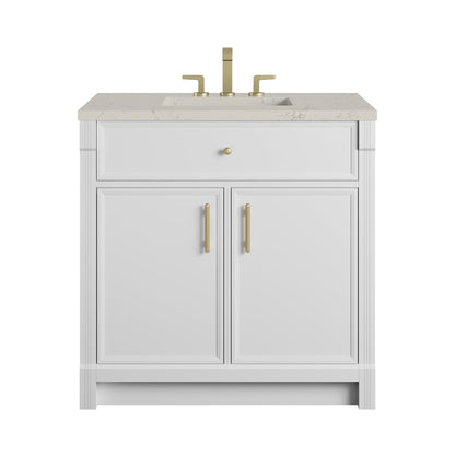 James Martin - Bellshire 36" Single Vanity, Bright White w/ 3 CM Siberian Silestone Top - 660-V36-BW-3SFR view 1