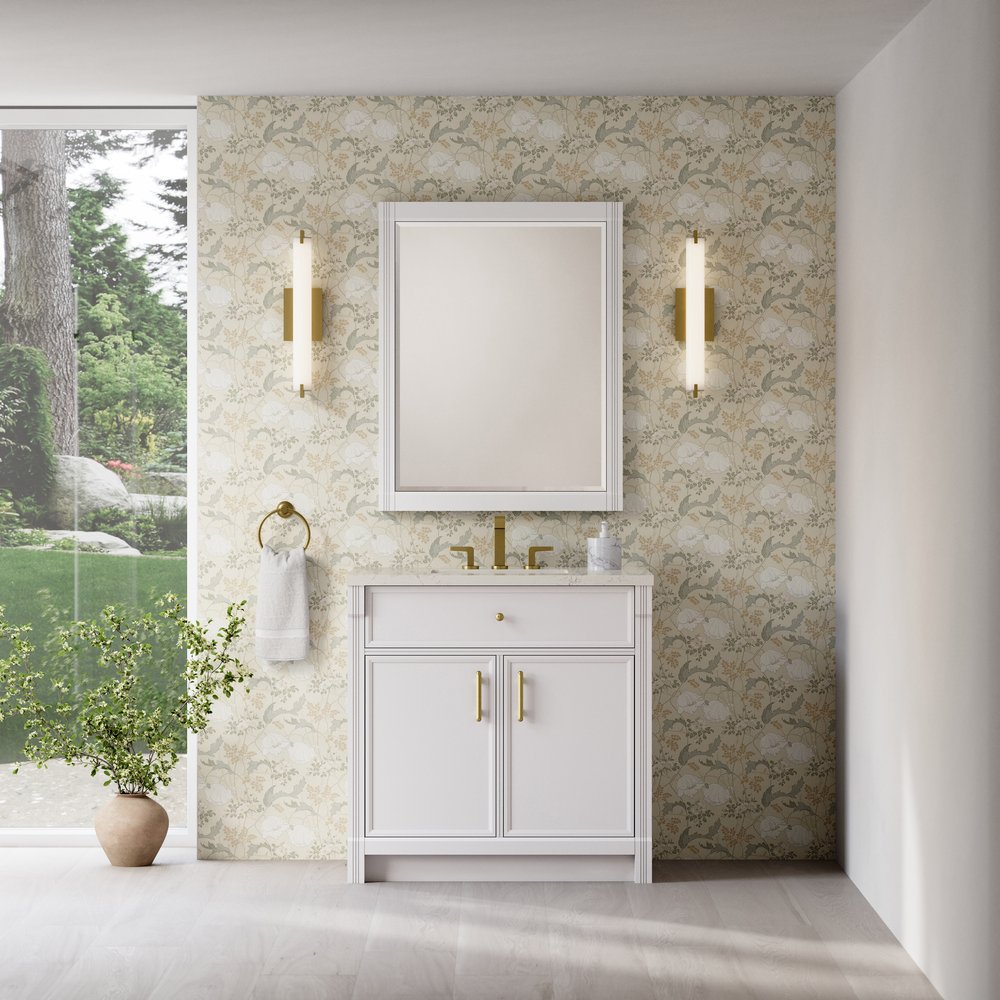James Martin - Bellshire 36" Single Vanity, Bright White w/ 3 CM Siberian Silestone Top - 660-V36-BW-3SFR view 3