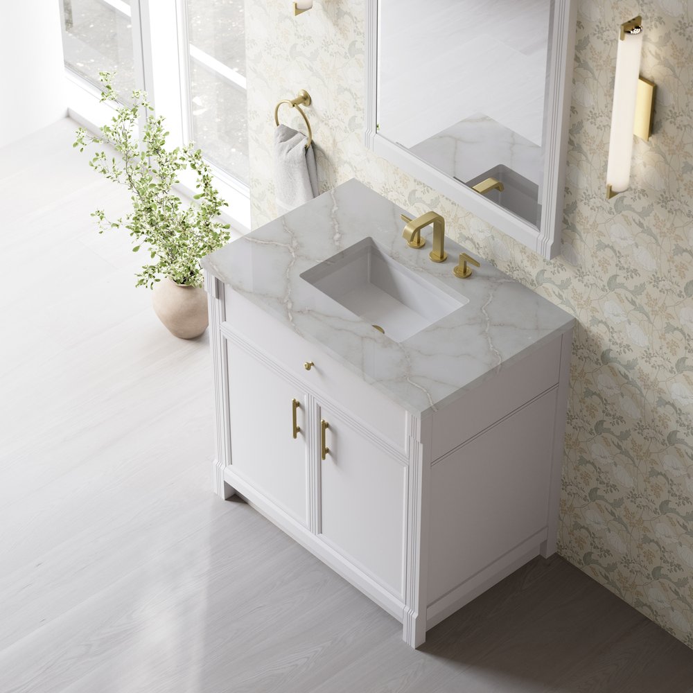 James Martin - Bellshire 36" Single Vanity, Bright White w/ 3 CM Siberian Silestone Top - 660-V36-BW-3SFR view 7