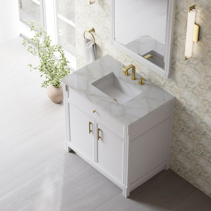 James Martin - Bellshire 36" Single Vanity, Bright White w/ 3 CM Siberian Silestone Top - 660-V36-BW-3SFR view 7