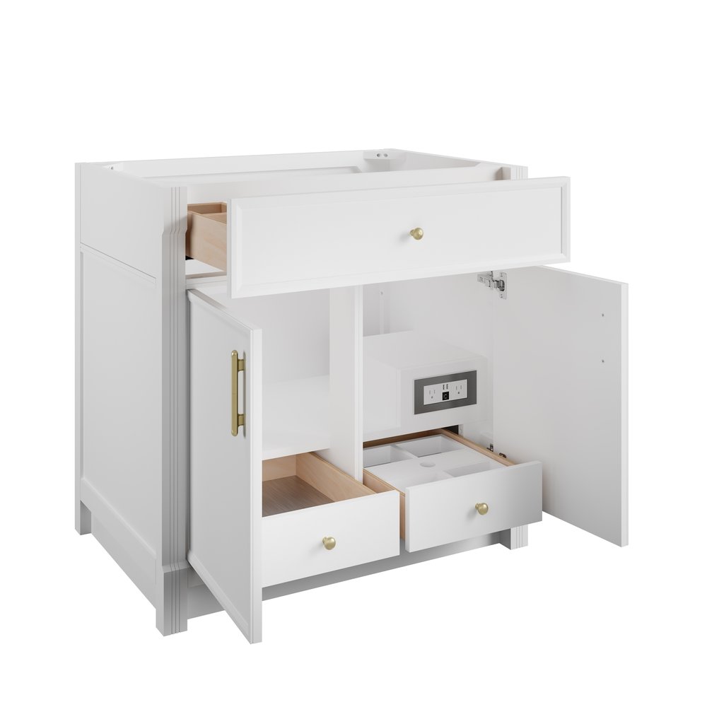James Martin - Bellshire 36" Single Vanity, Bright White w/ 3 CM Siberian Silestone Top - 660-V36-BW-3SFR view 8