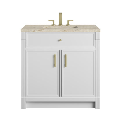 James Martin - Bellshire 36" Single Vanity, Bright White w/ 3 CM Tajnar Eclos Top - 660-V36-BW-3TJR view 1