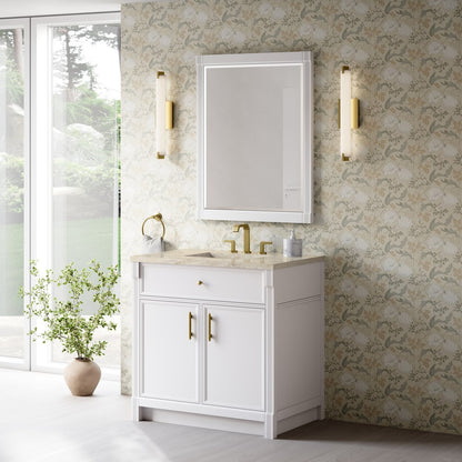 James Martin - Bellshire 36" Single Vanity, Bright White w/ 3 CM Tajnar Eclos Top - 660-V36-BW-3TJR view 4