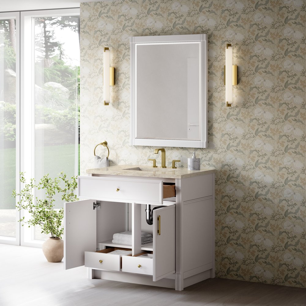James Martin - Bellshire 36" Single Vanity, Bright White w/ 3 CM Tajnar Eclos Top - 660-V36-BW-3TJR view 5