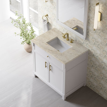 James Martin - Bellshire 36" Single Vanity, Bright White w/ 3 CM Tajnar Eclos Top - 660-V36-BW-3TJR view 7