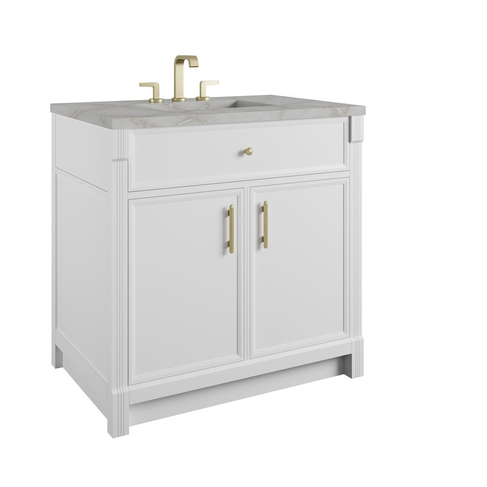 James Martin - Bellshire 36" Single Vanity, Bright White w/ 3 CM Victorian Silver Silestone Top - 660-V36-BW-3VSL view 10