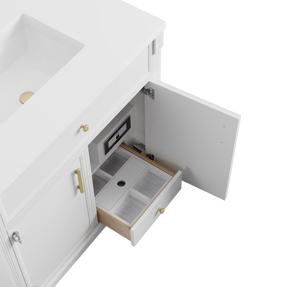 James Martin - Bellshire 36" Single Vanity, Bright White w/ 3 CM Victorian Silver Silestone Top - 660-V36-BW-3VSL view 14