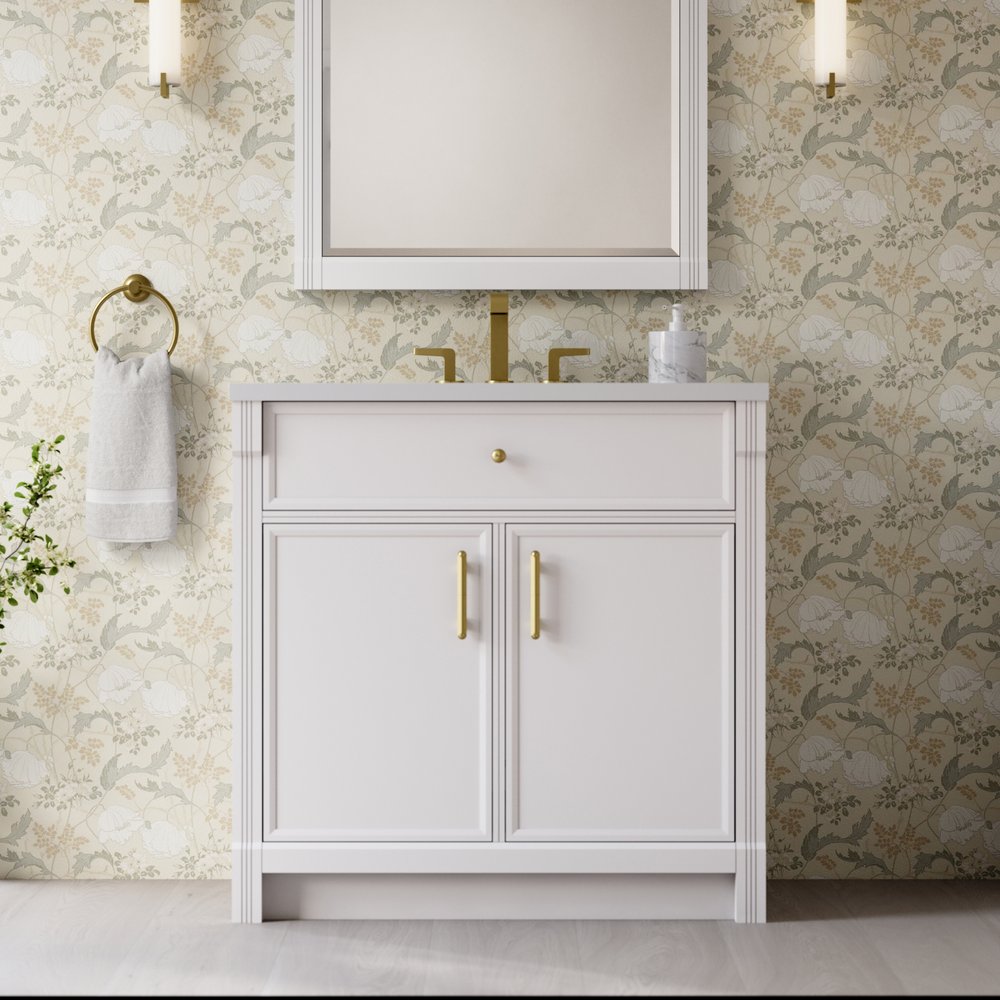 James Martin - Bellshire 36" Single Vanity, Bright White w/ 3 CM White Zeus Silestone Top - 660-V36-BW-3WZ view 4