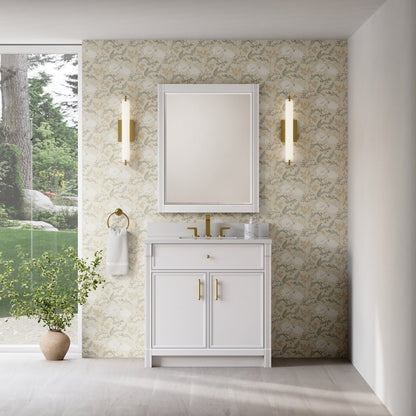 James Martin - Bellshire 36" Single Vanity, Bright White w/ 3 CM White Zeus Silestone Top - 660-V36-BW-3WZ view 5