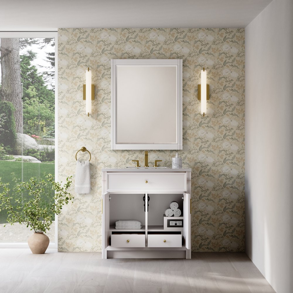 James Martin - Bellshire 36" Single Vanity, Bright White w/ 3 CM White Zeus Silestone Top - 660-V36-BW-3WZ view 8