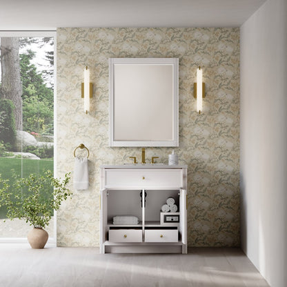 James Martin - Bellshire 36" Single Vanity, Bright White w/ 3 CM White Zeus Silestone Top - 660-V36-BW-3WZ view 8