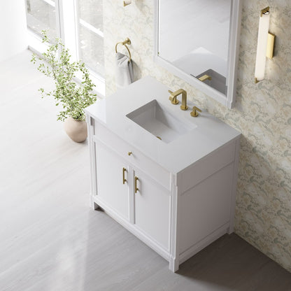 James Martin - Bellshire 36" Single Vanity, Bright White w/ 3 CM White Zeus Silestone Top - 660-V36-BW-3WZ view 10