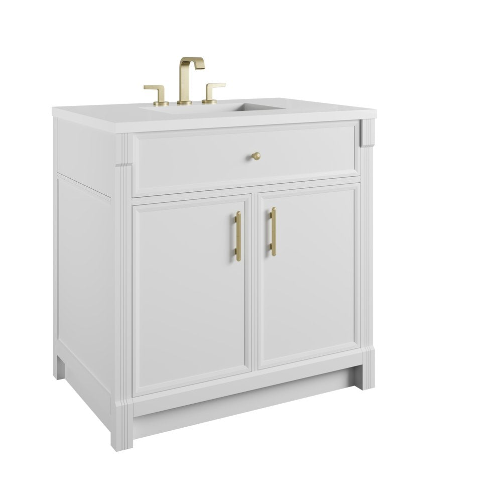 James Martin - Bellshire 36" Single Vanity, Bright White w/ 3 CM White Zeus Silestone Top - 660-V36-BW-3WZ view 13