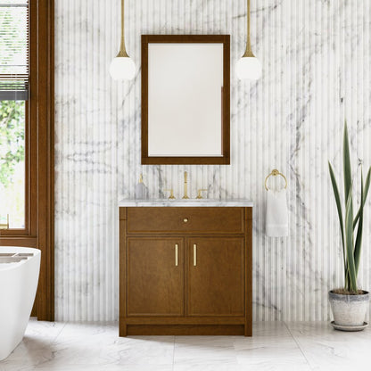James Martin - Bellshire 36" Single Vanity, Honey Oak w/ 3 CM Carrara Marble Top - 660-V36-HNO-3CAR view 3