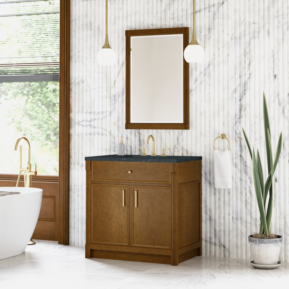 James Martin - Bellshire 36" Single Vanity, Honey Oak w/ 3 CM Charcoal Soapstone Silestone Top - 660-V36-HNO-3CSP view 4