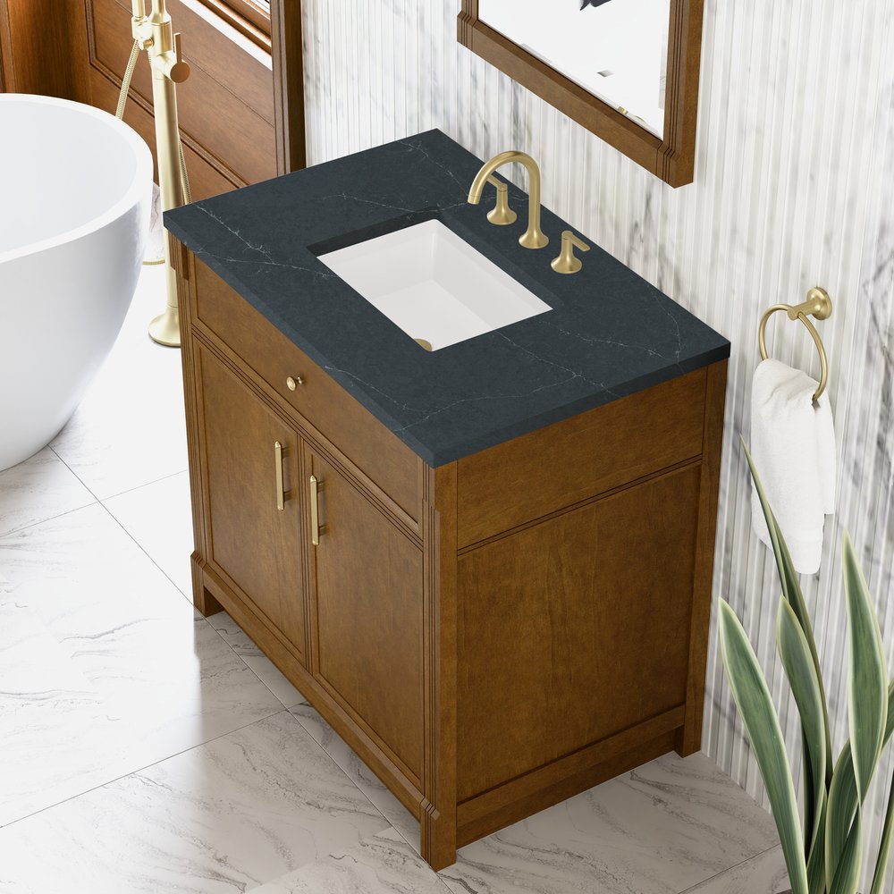 James Martin - Bellshire 36" Single Vanity, Honey Oak w/ 3 CM Charcoal Soapstone Silestone Top - 660-V36-HNO-3CSP view 7