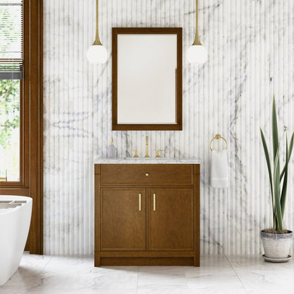 James Martin - Bellshire 36" Single Vanity, Honey Oak w/ 3 CM Eternal Jasmine Pearl Silestone Top - 660-V36-HNO-3EJP view 3