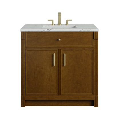 James Martin - Bellshire 36" Single Vanity, Honey Oak w/ 3 CM Ethereal Noctis Silestone Top - 660-V36-HNO-3ENC view 1