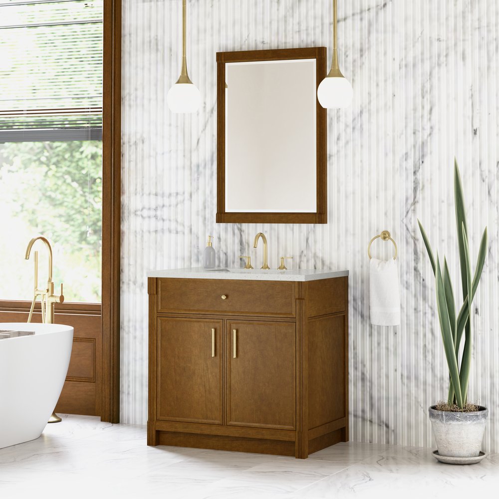 James Martin - Bellshire 36" Single Vanity, Honey Oak w/ 3 CM Lime Delight Silestone Top - 660-V36-HNO-3LDL view 4